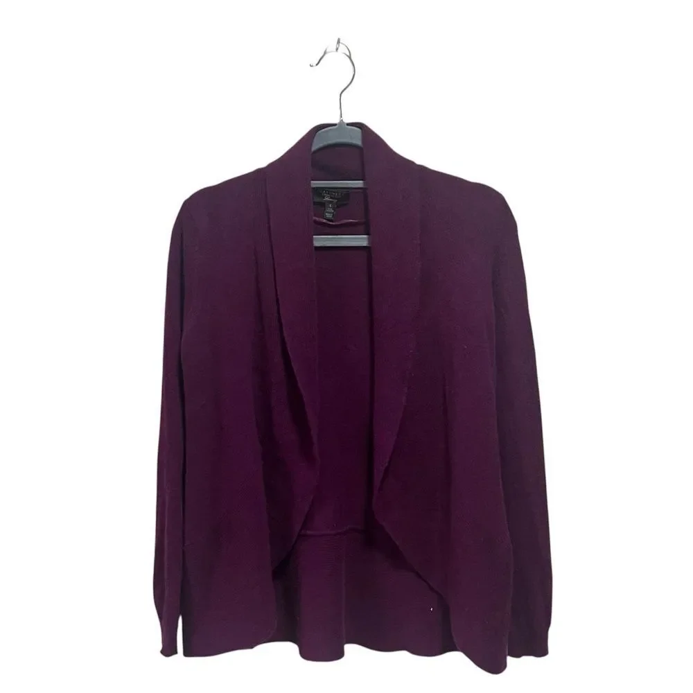 Charter Club Luxury 100% Cashmere Purple Open Front Cardigan Size Small